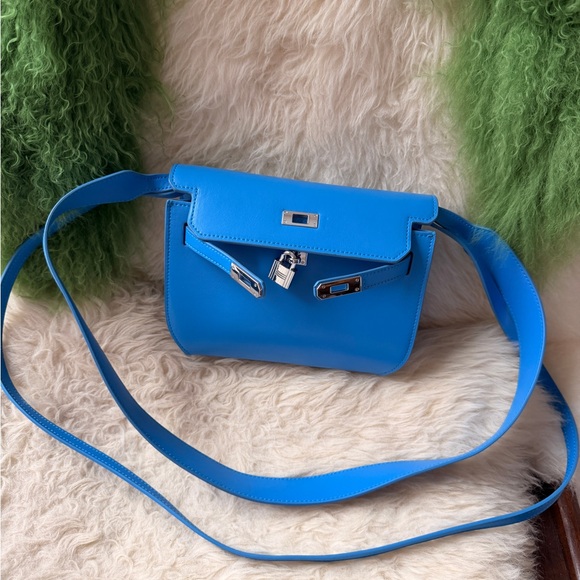 Blue Vegan Leather Crossbody Bag - Picture 3 of 7